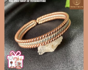 Tensor Bracelet: Copper & Silver, Adjustable Chakra Jewelry