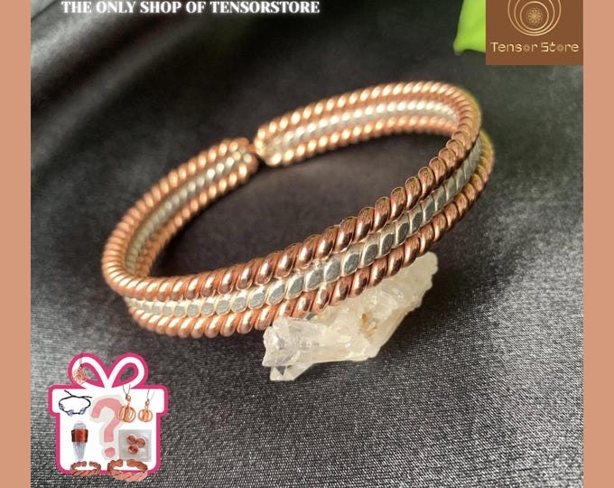 Tensor Healing Bracelet: Copper & Silver, Adjustable Chakra Jewelry