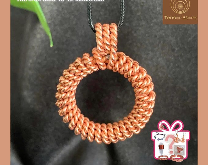 Double Helix Copper Tensor Ring: Sacred Geometry Pendant Necklace
