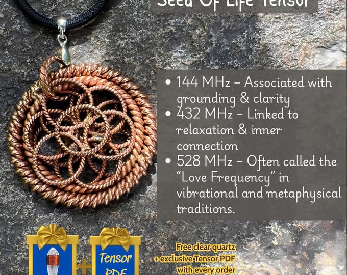 Featured listing image: Seed Of Life Pendant, Tensor Votex Pendant, Tensor Rings, Lost Cubit, Yoga Reiki Tool Gift, 144Hz, 177Hz, Meditation Tool, Sacred Cubit