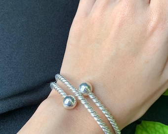 Handmade Pure Silver Tensor Bracelet: Custom Frequency Wellness Jewelry