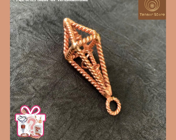 Celestial Mini Pyramid Tensor Necklace | 188 MHz Full Cubit Copper Pendant, Mini Energy Geometry Jewelry, Handmade Copper Gift