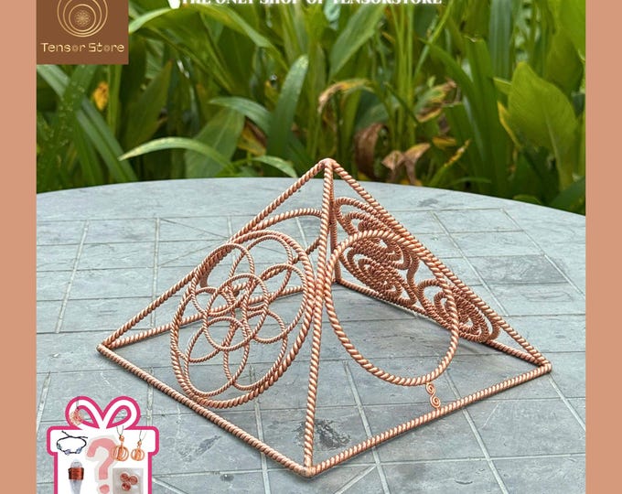 Handcrafted 3-Face Copper Tensor Pyramid – Full & Lost Cubit Sacred Geometry Structure for Meditation, Energy Balance, Space Harmony