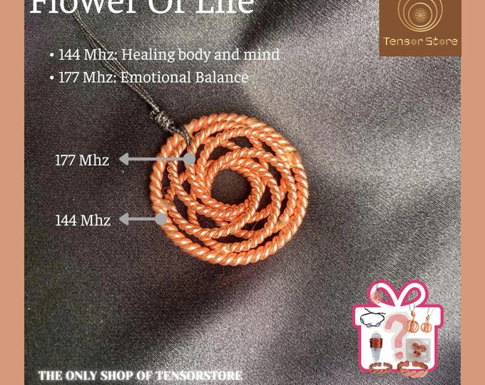 Flower Of Life Red Copper Tensor Pendant: Handmade Yoga Meditation Tool