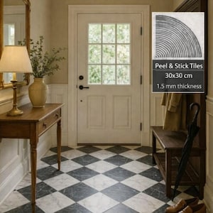 SAMPLE-Marble Look Checkered Tile –  Peel and Stick Vinyl Floor Tile- 30x30 cm