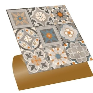 Moroccan style pvc tiles, Patchwork tile decals, Self adhesive PVC flooring, Peel and stick tiles, Vinyl floor tiles, DIY flooring