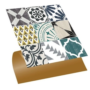 Patchwork Vinyl Tiles, Mosaic PVC Tiles,  PVC Floor stickers, Self adhesive Vinyl sticker, Peel and stick Vinyl floor covering, DIY flooring