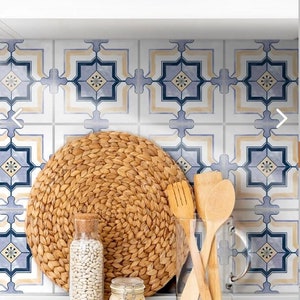 Vintage style tile stickers  Backsplash tile decals,  Water resistant tile sticker, Peel and stick tiles for kitchen and bathroom