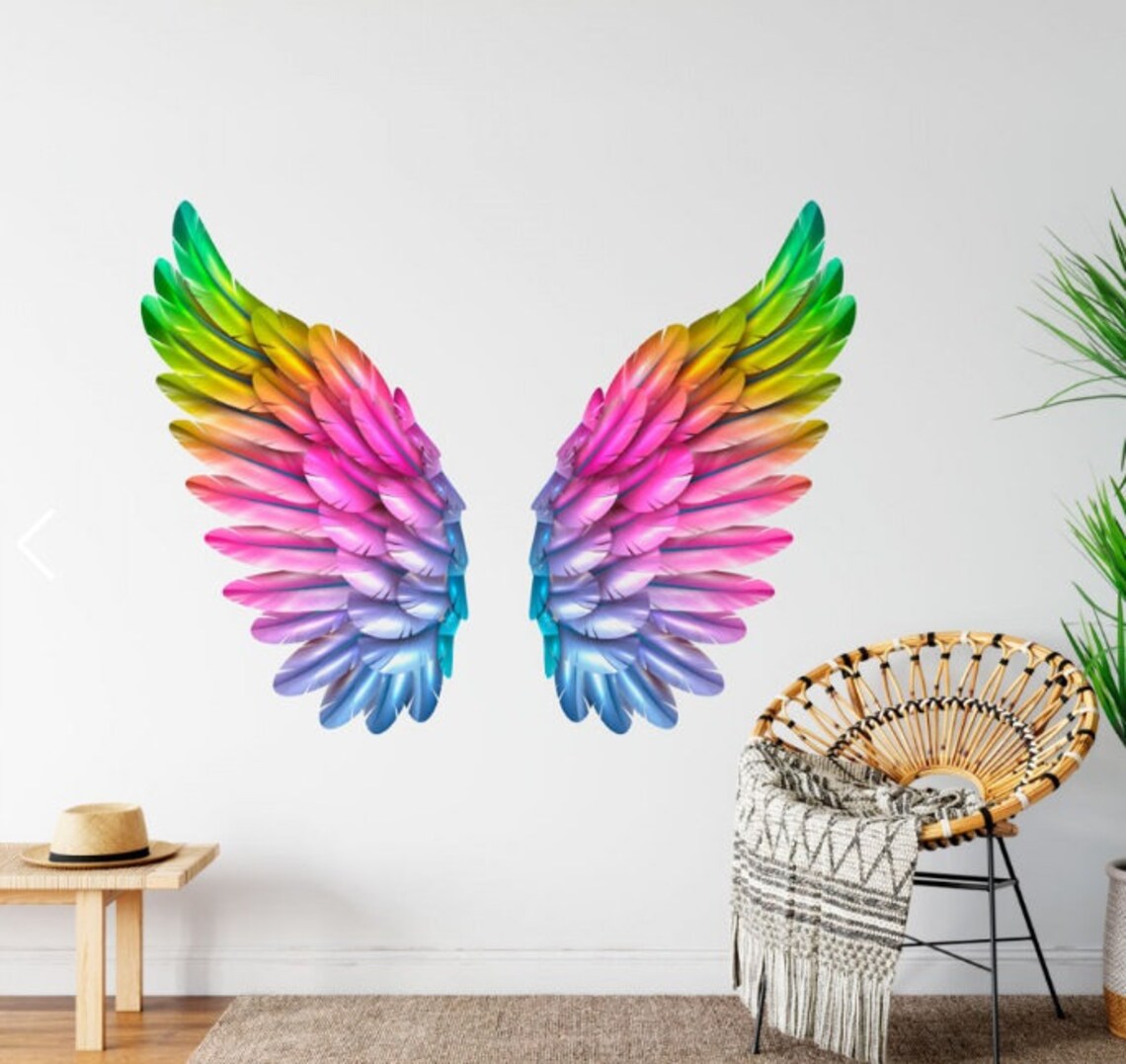 Rainbow Angel Wings Wall Decal: Photo Backdrop, Nursery Decor (136 Cm X ...