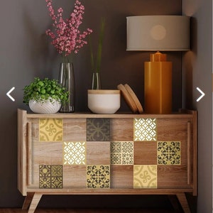 Oriental pattern tile stickers, Brown Backsplash tile decals,  Water resistant tile sticker, Peel and stick tiles for kitchen and bathroom