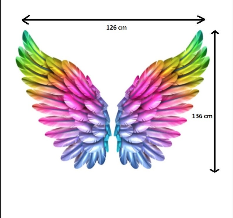 Rainbow Angel Wings Wall Decal: Photo Backdrop, Nursery Decor (136 Cm X ...