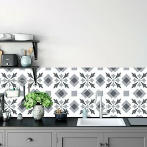 Gray Retro Vinyl tiles, PVC floor tiles,  Removable tile stickers, Self adhesive PVC flooring, Peel and stick tiles, Tile for kitchen