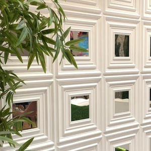 Mirror wall panel, 3D wall  tile, PVC wall decor,  Modern DIY Wall Paneling, 50x50 cm Paintable Wall panel, Interior Wall decor