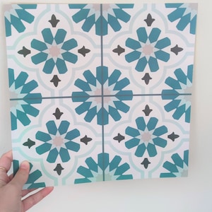 Floral Peel and Stick Floor Tile: Green Vinyl Decal, Self-Adhesive PVC