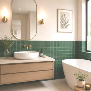 Płytka Emerald Green Backsplash – samoprzylepna płytka do łazienki i kuchni, łatwa w montażu, winylowa