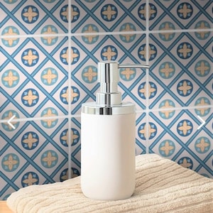 Water resistant sticker tiles, Vintage blue tile decals for kitchen and bathroom, Backsplash tile stickers, Self adhesive wall decals