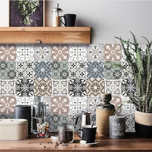 Moroccan style pvc tiles, Patchwork tile decals, Self adhesive PVC flooring, Peel and stick tiles, Vinyl floor tiles, DIY flooring