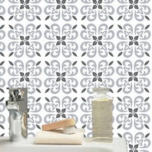 Grijze moderne tegelstickers, PVC-vloertegels, verwisselbare tegelstickers, zelfklevende PVC-vloeren, Peel en stick-tegels, tegel voor badkamer