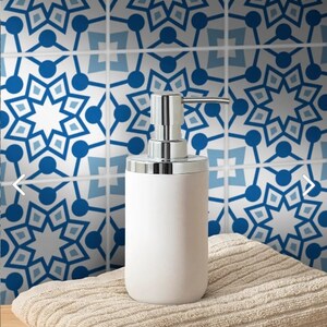 Blue backsplash tile stickers, Tile decals for kitchen and bathroom, Self adhesive wall decals, Peel and stick tile, DIY tile stickers