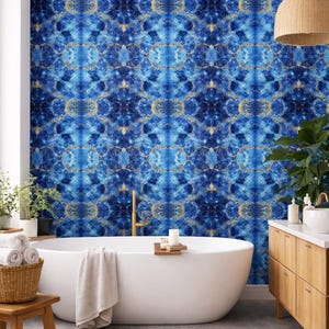 Blue Marble Effect Vinyl Floor Tiles: Peel and Stick DIY Decor (30cm X 30cm)