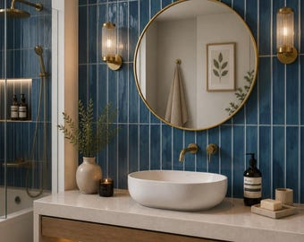 3D Blue Backsplash, Peel & Stick Tile, 30x30 cm