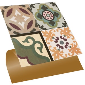Patchwork Vinyl Tiles, Mosaic PVC Tiles,  PVC Floor stickers, Self adhesive sticker, Peel and stick Vinyl floor covering, DIY flooring