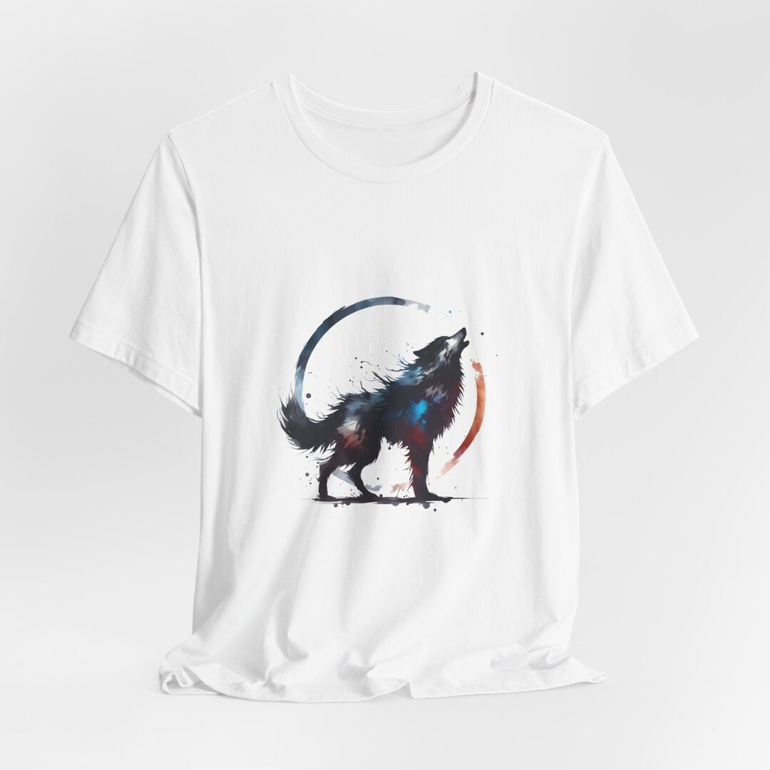 Watercolor Wolf Print T-shirt, Wolf Art Tee, Watercolor Wolf Shirt ...