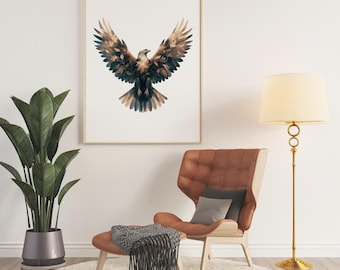 Majestic Eagle Print: Boho Botanical Wall Art (PNG JPG Digital Download