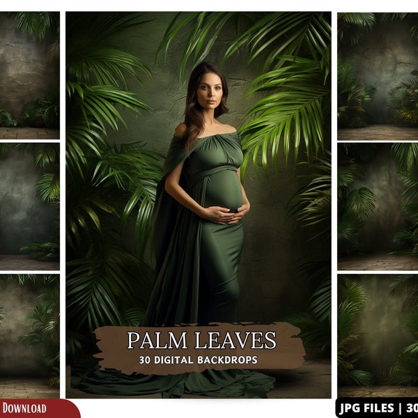 Palm Leaves Backdrops, Maternity Backdrop Overlays Maternity Backdrop Overlays, Newborn Studio Backdrop Overlays Photoshop JPG