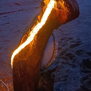 bois, léger, rustique, fait main, unique, art, incroyable, naturel, lumière chaude, lampadaire, clair de lune, lumière LED, grande lampe, image 4