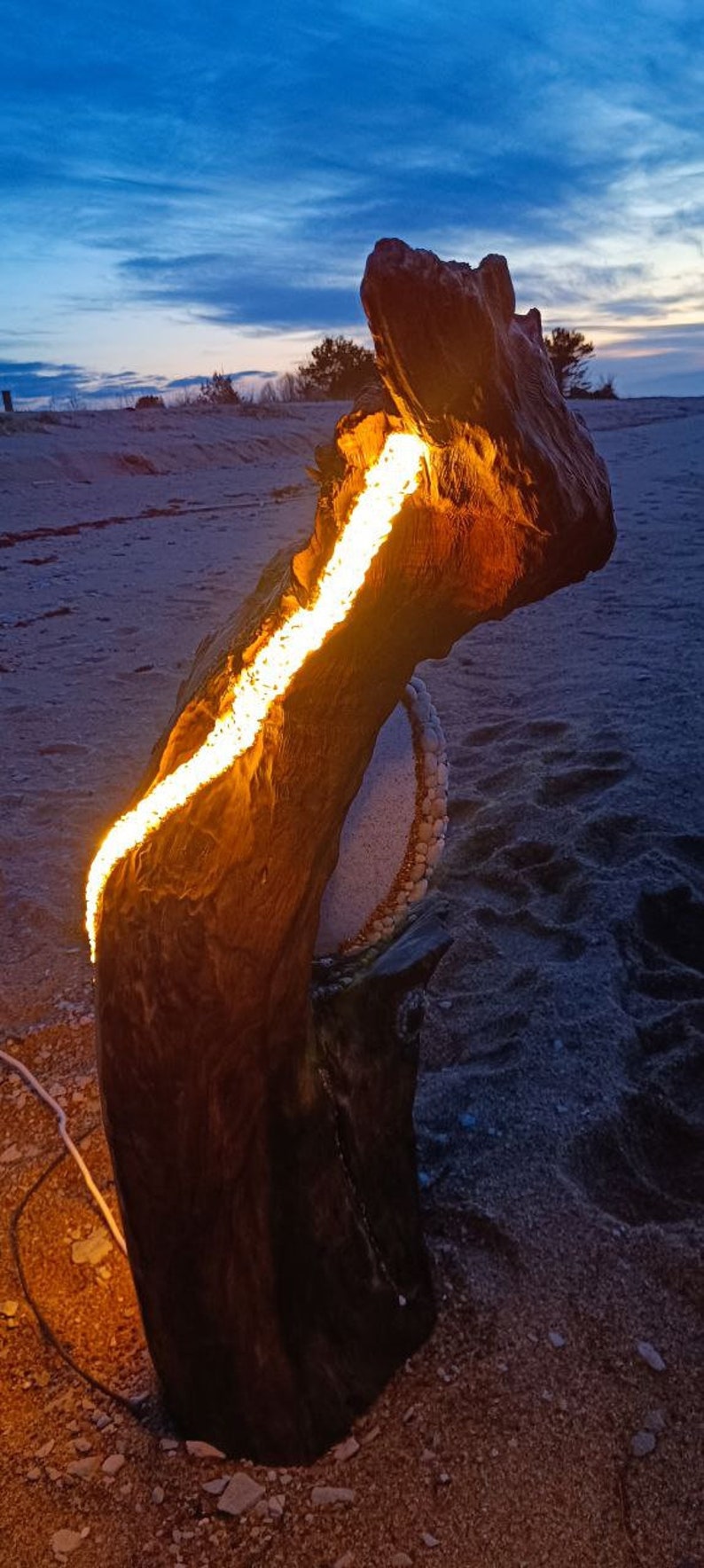 bois, léger, rustique, fait main, unique, art, incroyable, naturel, lumière chaude, lampadaire, clair de lune, lumière LED, grande lampe, image 4