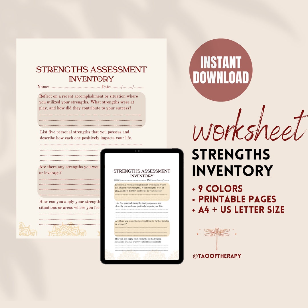 Strengths Assessment Inventory Therapy Worksheet Mental Health ...