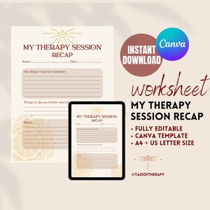 Therapy Session Recap Worksheet Template Mental Health Psychology Session Prompts Psychotherapy Reflection Counselor Tools Therapy Debrief