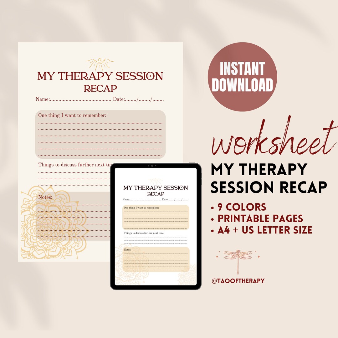 Therapy Session Recap Worksheet Mental Health Printable Psychology ...