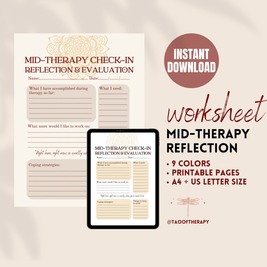 Mid-therapy Reflection Worksheet Mental Health Printable Evaluation ...