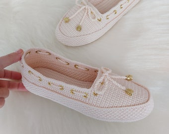 Handmade Crochet House Slippers: Women's Non-Slip Shoes