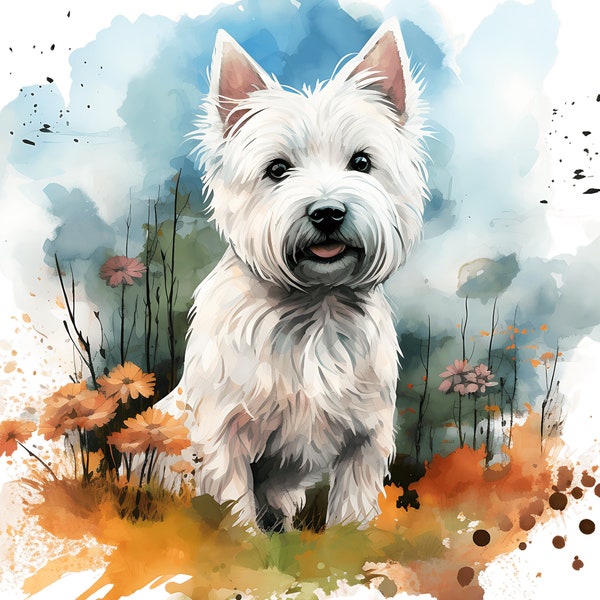 West Highland White Terrier WESTIE Clipart - 16 PNG High Resolution, Transparent Background, Print, Scrapbooking, Digital Download