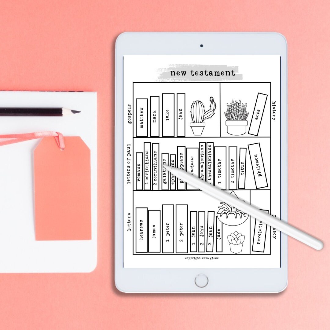 New Testament Bible Reading Tracker - Book Shelf Design - Digital File ...
