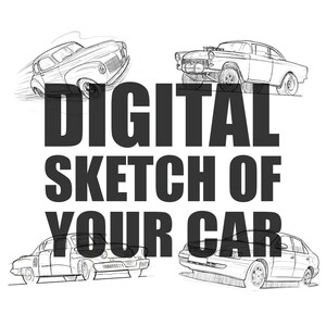 Digital Car Sketch Personalised car portrait, Father&#39;s Day Gift, Custom digital art, Gift for him, Car guys gift, Personalised gift.