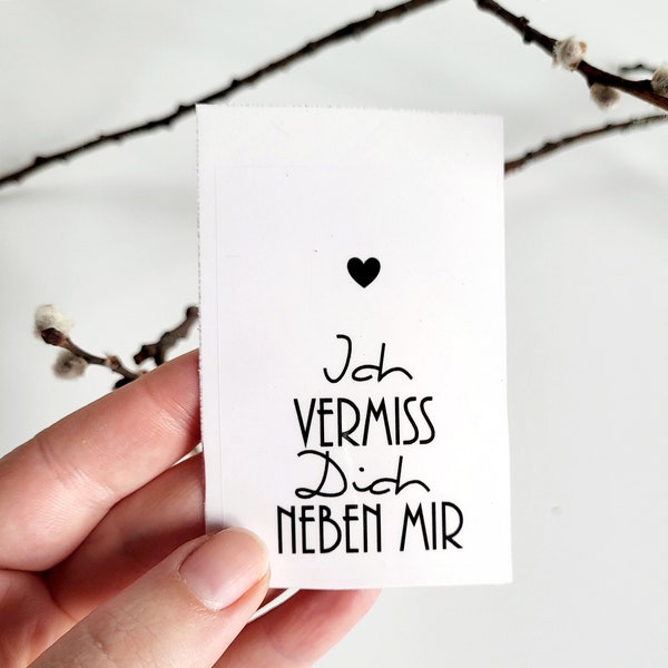 Aufkleber für Grabkerze "Ich vermiss dich neben mir" Herz Grabschmuck Partner Sticker Grablicht Ehemann Ehefrau Friedhofkerze modern Trauer