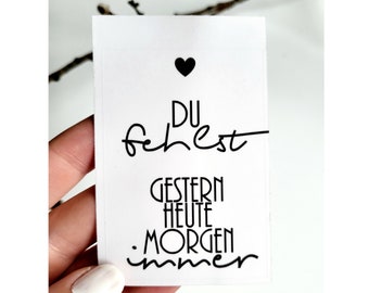 Aufkleber für Grabkerze "Du fehlst gestern heute morgen immer" mit Herz Grabschmuck Sticker Grablicht Friedhofskerzen modern tod Beerdigung