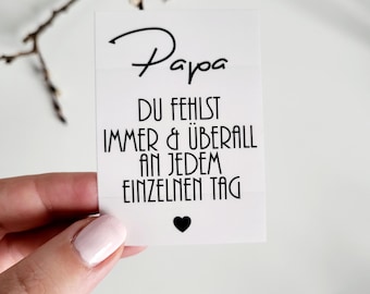 Sticker for grave candle "Dad - we miss you always & everywhere, every single day", modern sticker grave light cemetery decoration