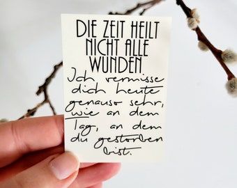 Aufkleber Grabkerze "Die Zeit heilt nicht alle Wunden Ich vermisse dich heute..." Grabschmuck Sticker Grablicht Friedhof modern tod Trauer