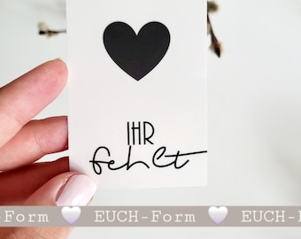 Sticker for grave candle "I am missing" with heart, grave decoration accessories, sticker for grave light, cemetery candles modern, grave decoration neutral death mourning