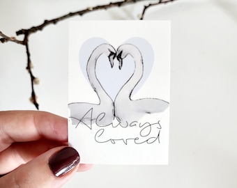 Sticker grave light "Swan", grave candle sticker, cemetery decoration modern, lovers mourning death, grave decoration spouse, loved forever