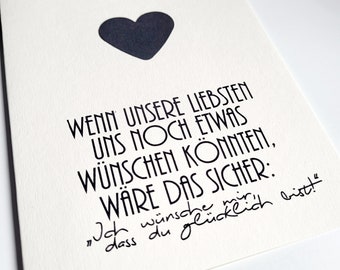 Trauerkarte "Wenn unsere Liebsten uns noch etwas wünschen könnten" Beileidskarte hell Anteilnahme Klappkarte Herz Tod Kondolenz Abschied