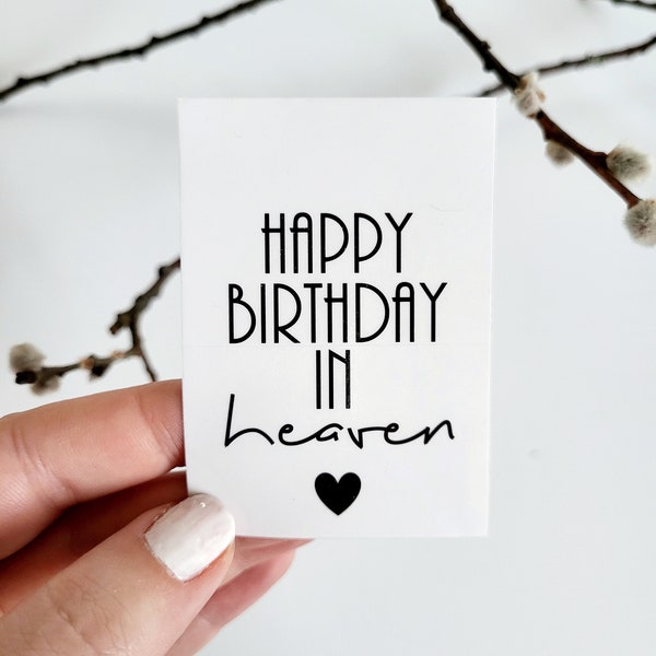 Aufkleber Grabkerze "Happy Birthday in heaven" Himmelsgeburtstag, Geburtstagslicht, einfache Handhabung, personalisiere Grablichter, Spruch