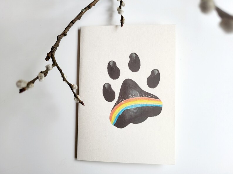 Beileidskarte Für Haustiere – Trauerkarte Für Hund Oder Katze, Mit Regenbogenbrücken-Motiv
