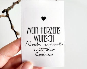 Aufkleber für Grabkerze "Mein Herzenswunsch noch einmal mit dir lachen" mit Herz Grabschmuck Sticker Grablicht Friedhofskerzen modern Trauer