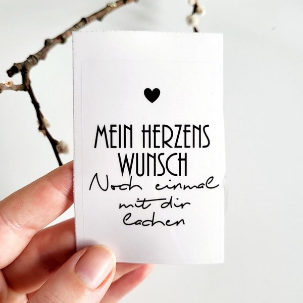 Aufkleber für Grabkerze "Mein Herzenswunsch noch einmal mit dir lachen" mit Herz Grabschmuck Sticker Grablicht Friedhofskerzen modern Trauer